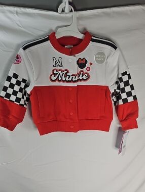 NWT Disney Red, White & Black Minnie Varsity Jacket 2T